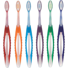 SoFresh flossing toothbrush with wide non-slip grip handle