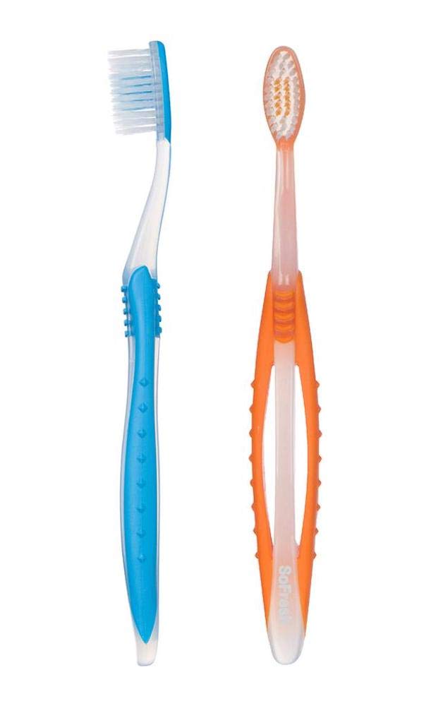Close-up of dual-action bristles: short rounded and long pointed tips