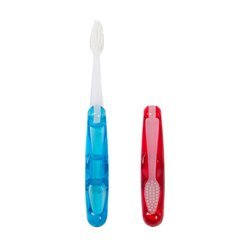 SoFresh Travel Soft Flossing Toothbrush with dual-action soft bristles and soft grip handle