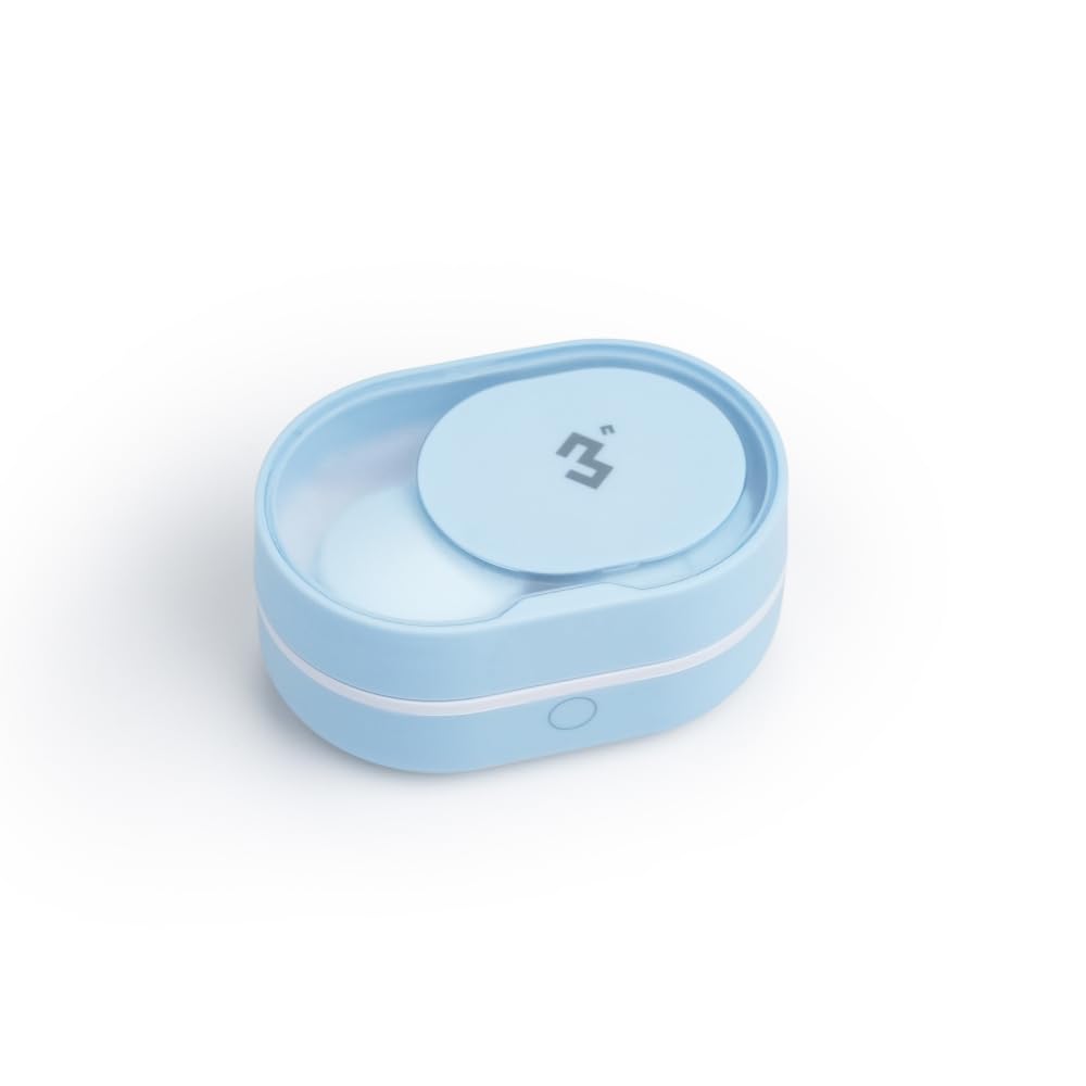 Soft contact lens cleaner device with ReO2 Mini Pro in blue