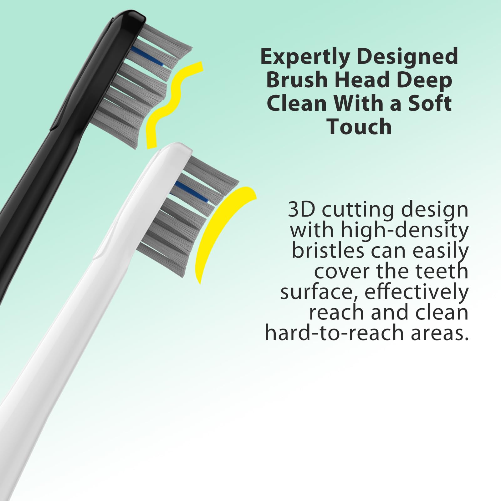 Close-up of soft Dupont bristles on replacement head