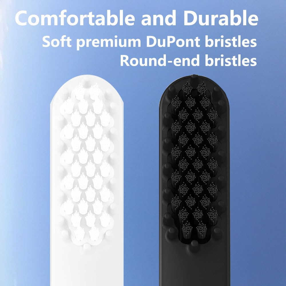 Toothbrush head back featuring built-in tongue scraper for fresh breath