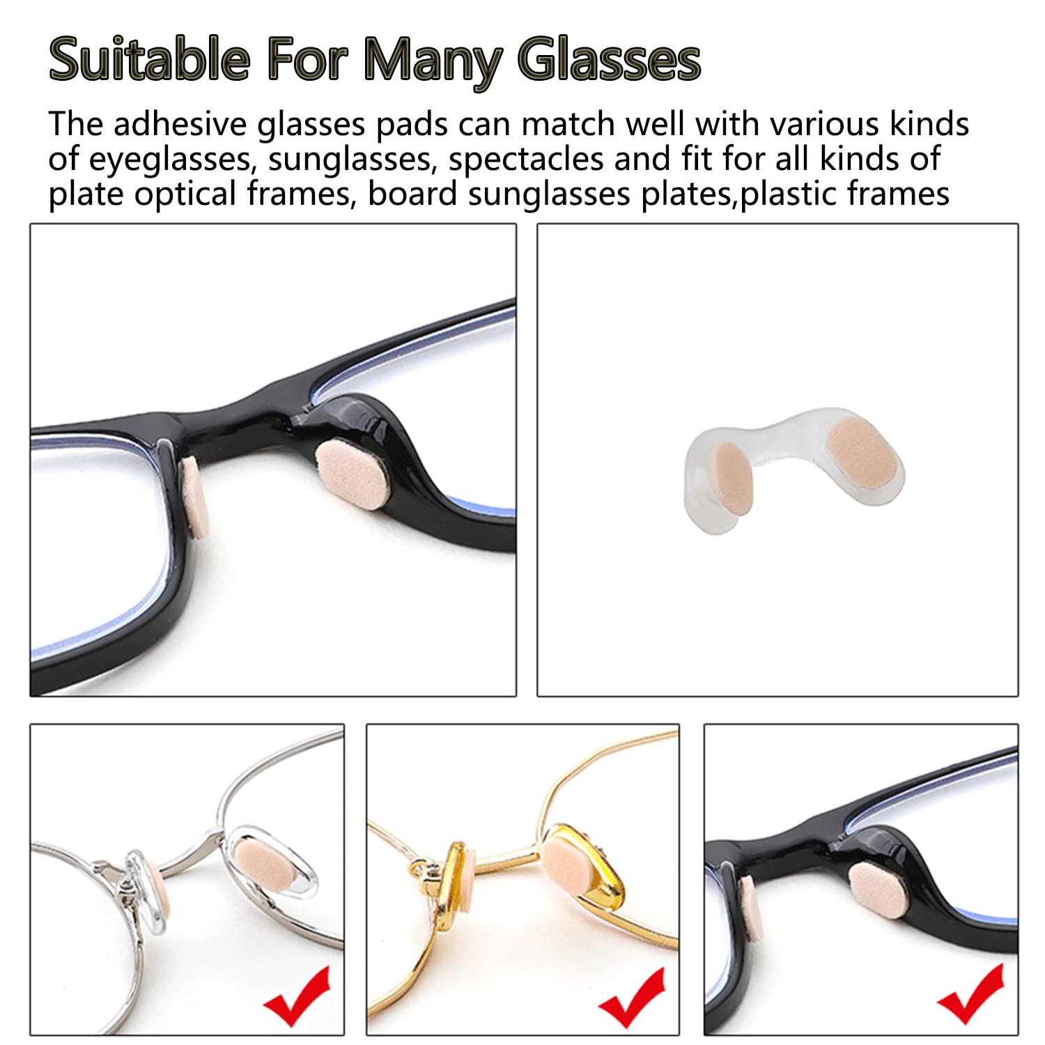 Close-up of soft foam nose pads fitted to eyeglasses