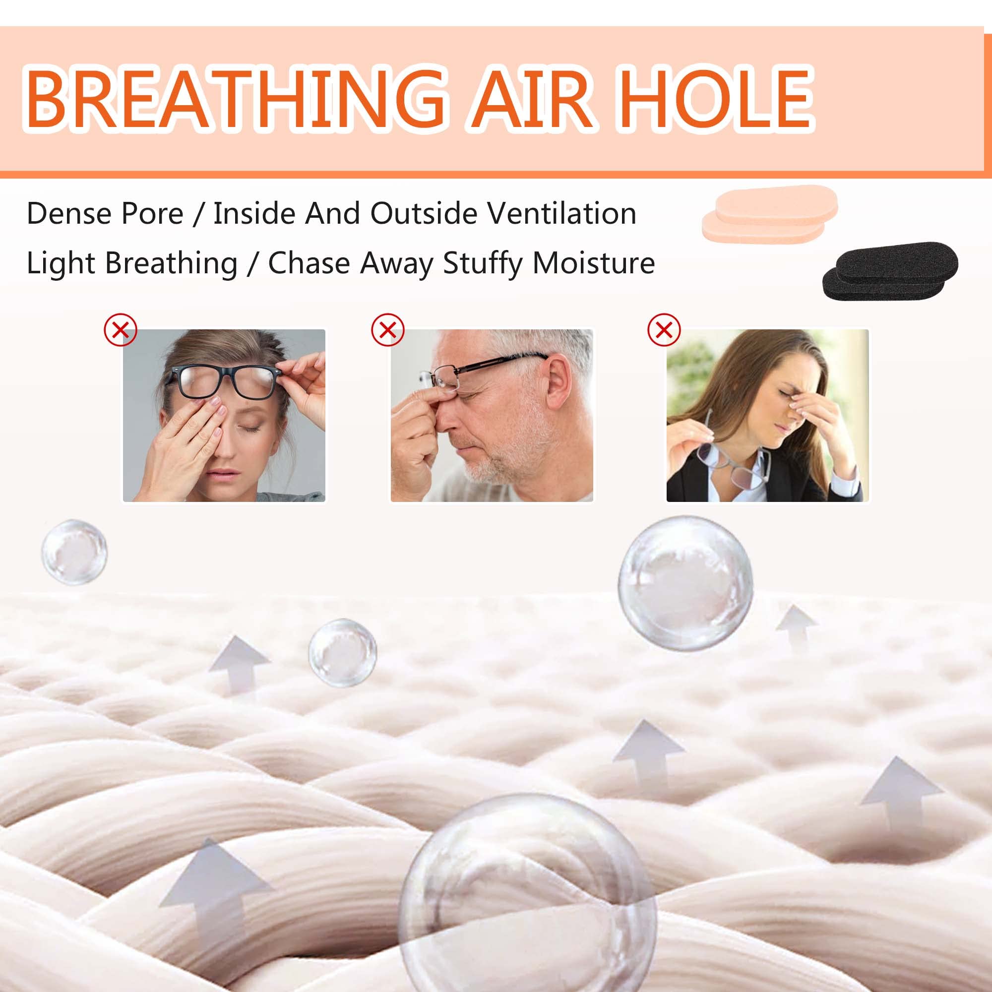 Close-up of self-adhesive eyewear nose pads