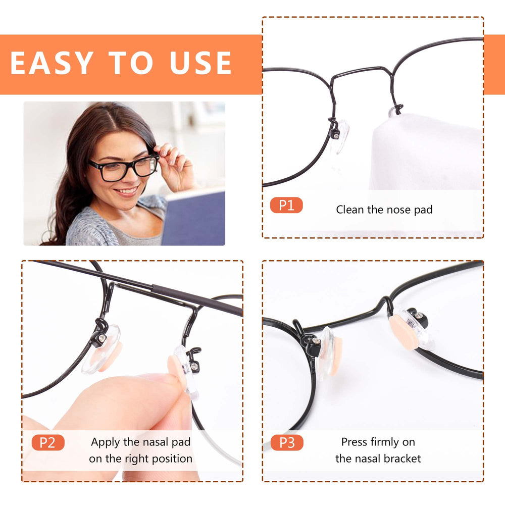 Glasses with multiple foam nose pads installed for comfort