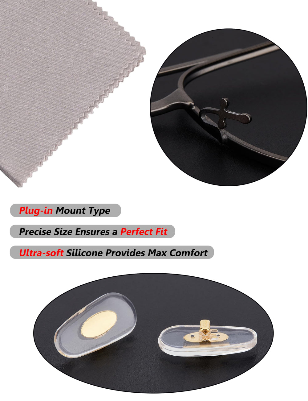 Soft silicone anti-slip nose pads for Ray-Ban sunglasses