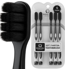 Ultra-soft black charcoal toothbrush for adults - close-up