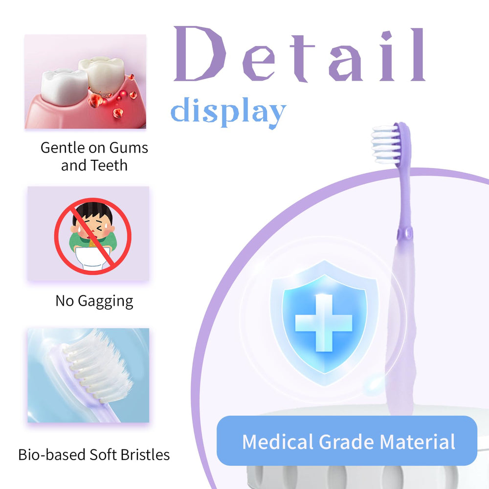Soft bristles gently brushing toddler gums