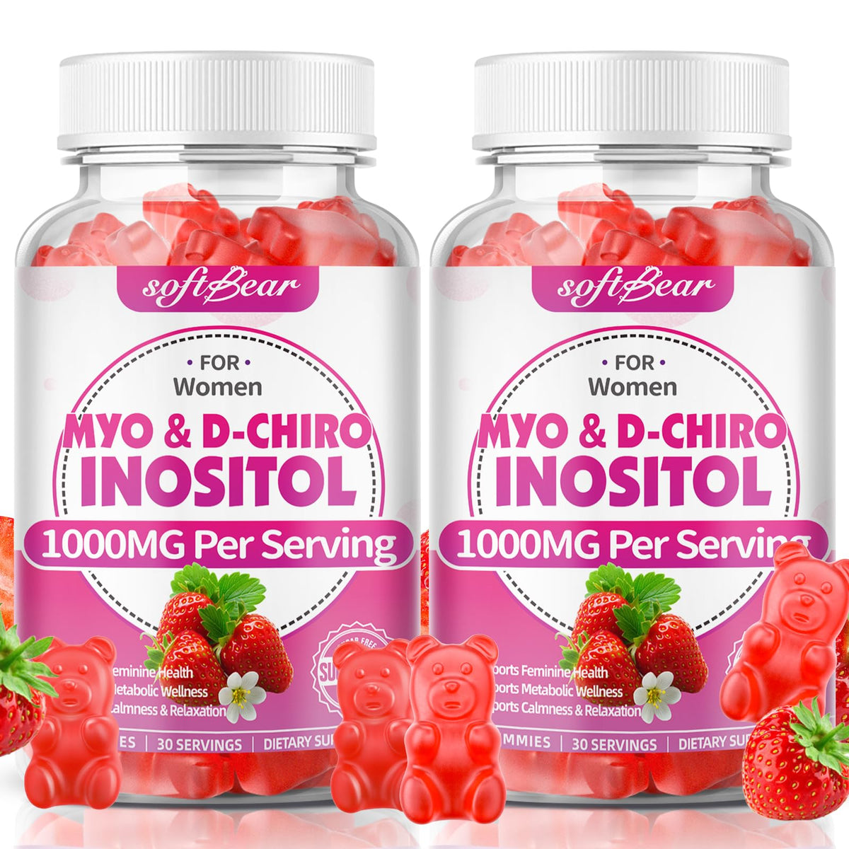 softbear front packaging showing jar and strawberry flavor for easy identification