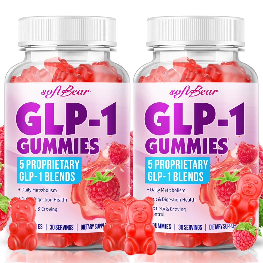 SoftBear GLP-1 Probiotic Gummies Raspberry flavor bottle front