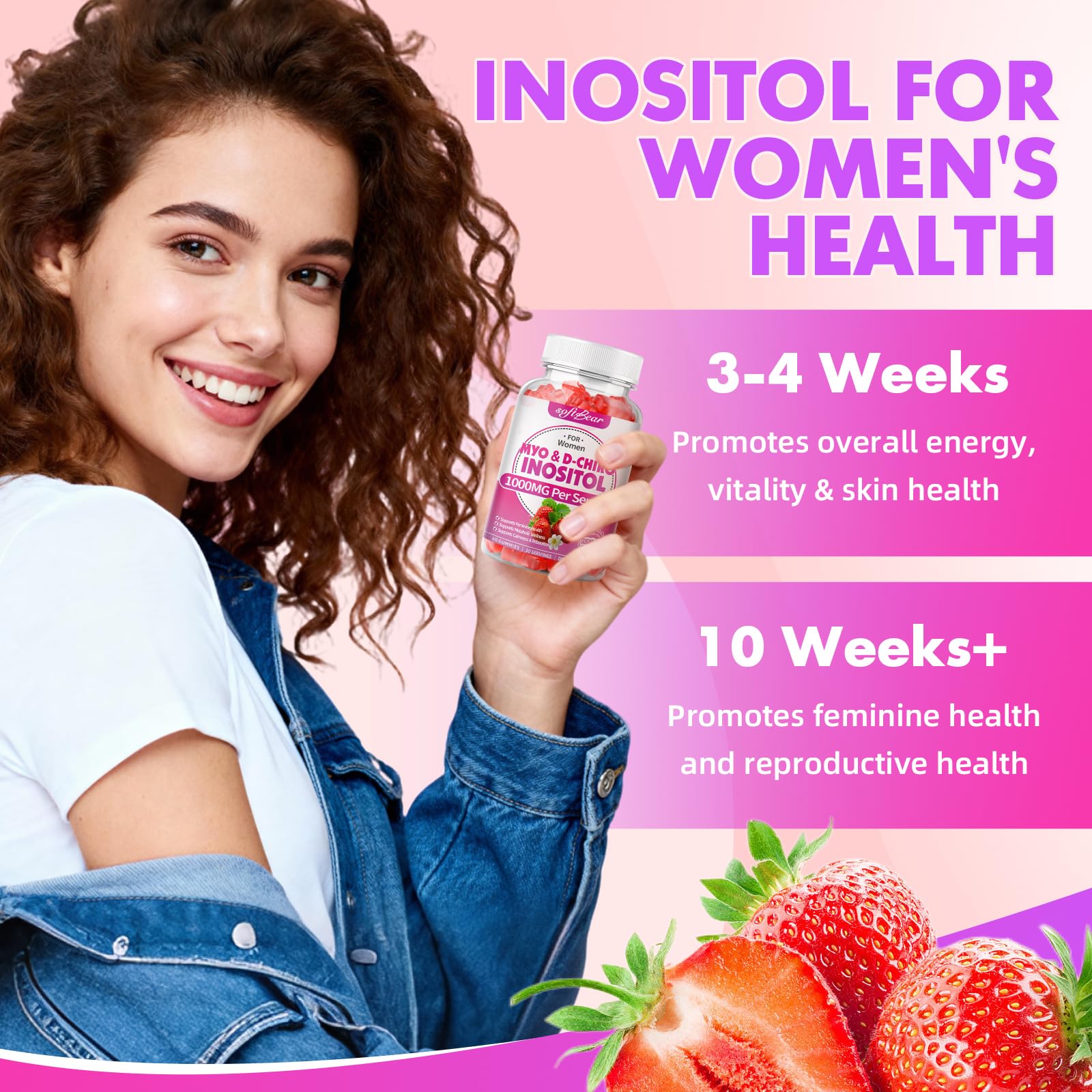 softbear clear supplement facts label showing inositol dosages