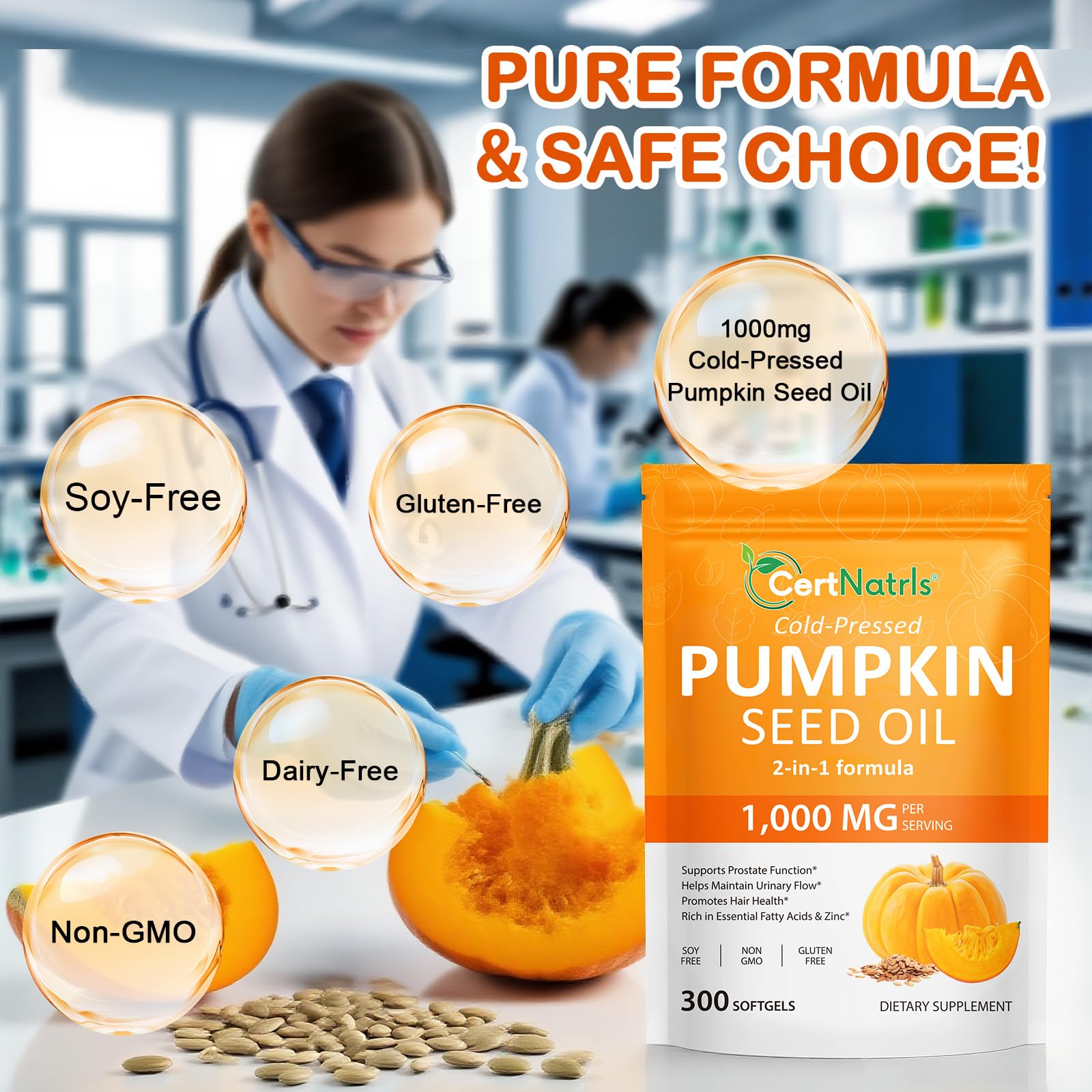 Softgel capsules showing 1000 mg per dose