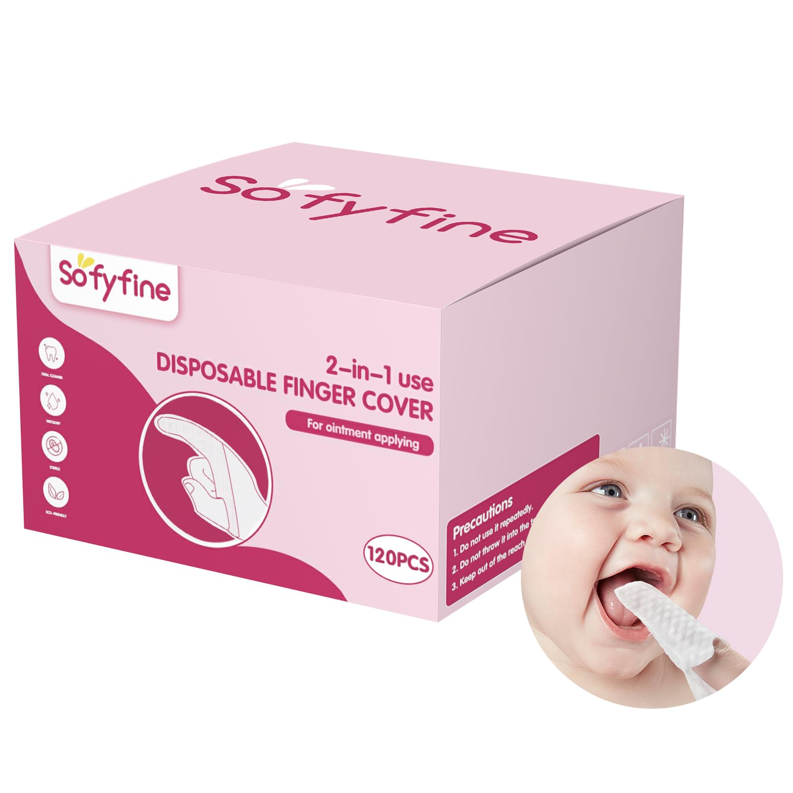 SOFYFINE 120 PCS Baby Tongue Cleaner packaging box