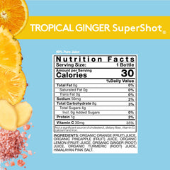 Sol-ti Tropical Ginger SuperShot label highlights 35 percent DV vitamin C