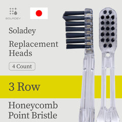 Close-up of 3-row honeycomb bristles on Soladey replacement head