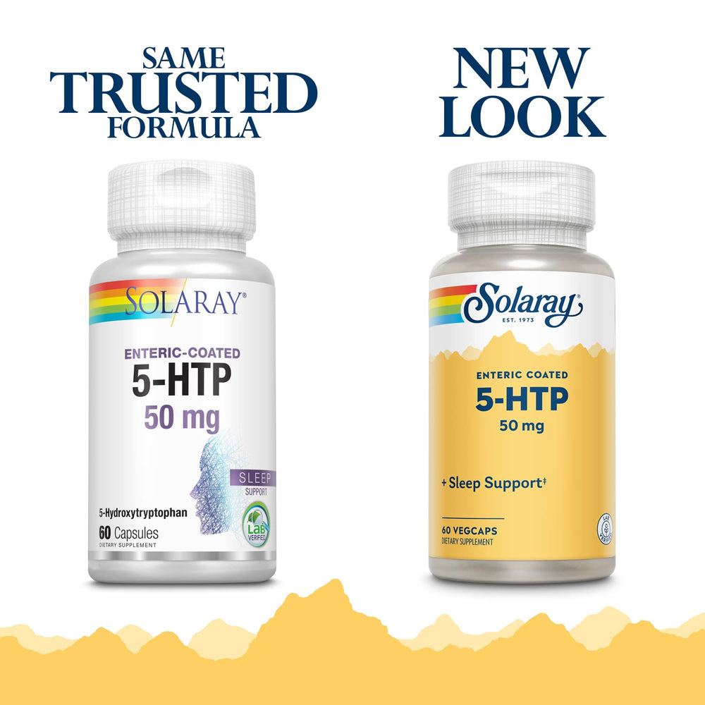 SOLARAY 5-HTP 60 Enteric-Coated Capsules 50 mg – bottle back label