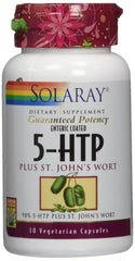 Front label of SOLARAY 5-HTP Plus St John's Wort bottle