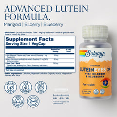 Close-up of label showing 24 mg Lutein and 1 mg Zeaxanthin