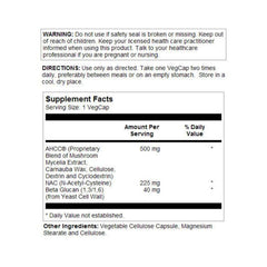 Close-up of Solaray AHCC + NAC & Beta Glucan capsules
