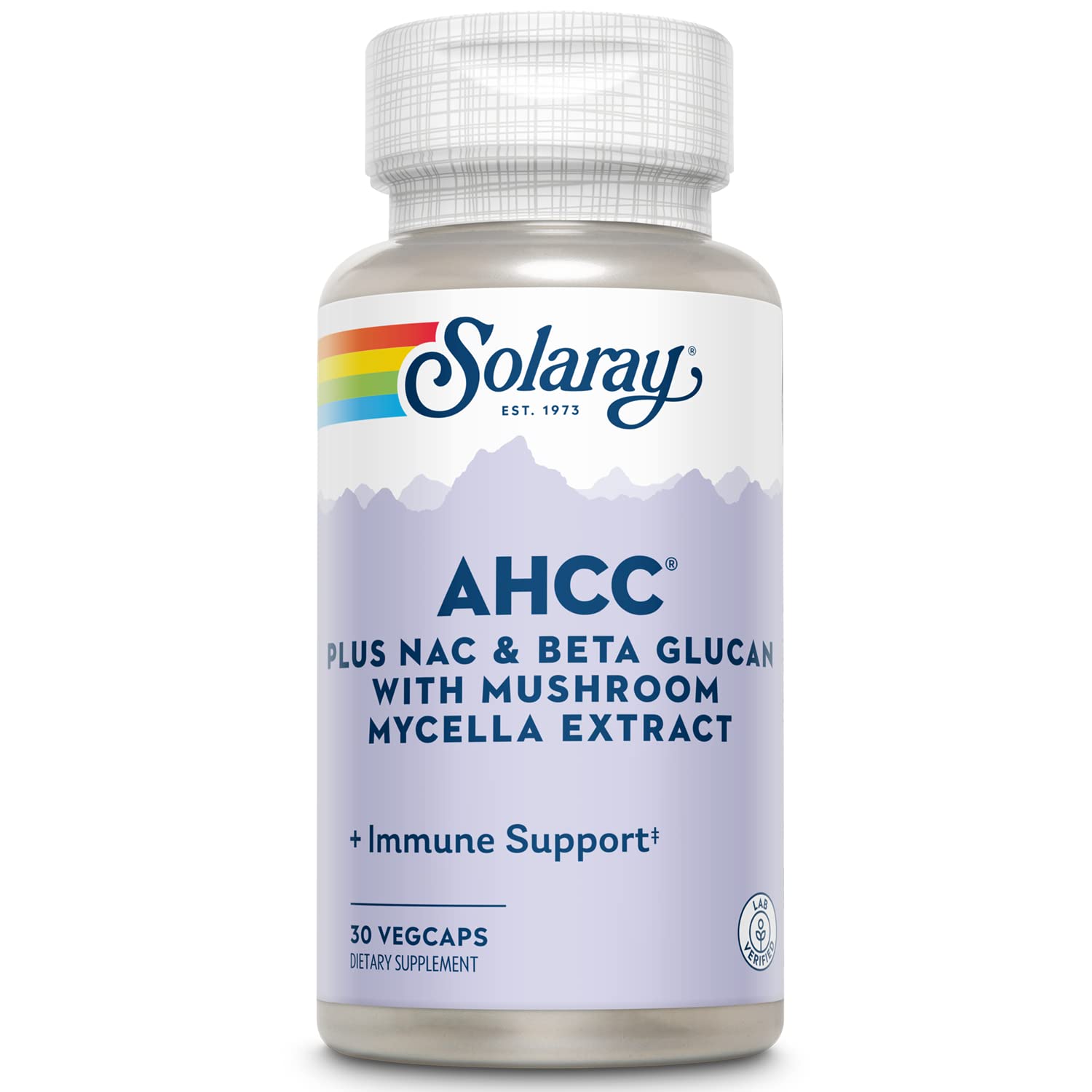 Solaray AHCC + NAC & Beta Glucan Veg Cap bottle front