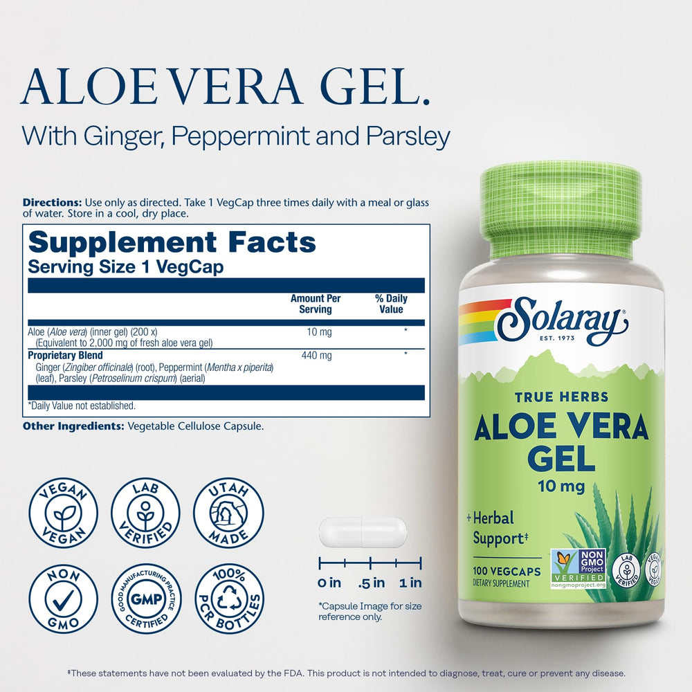 Close-up of Aloe Vera 200X capsules