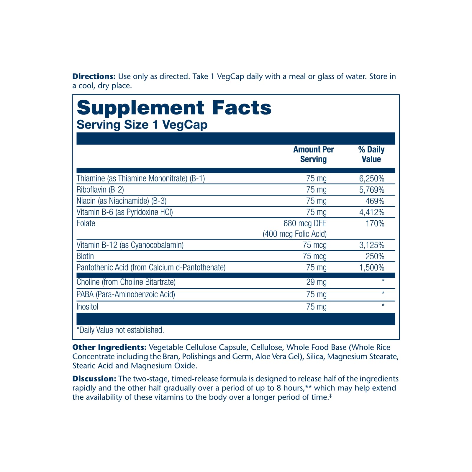 Tablets of SOLARAY Vitamin B-Complex 75mg