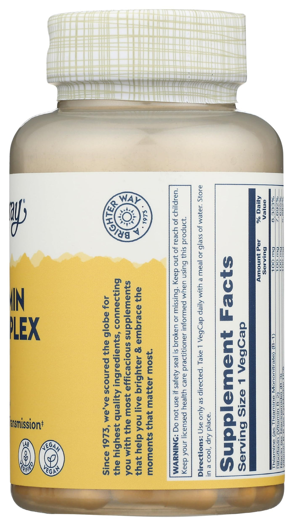 Solaray B-Complex aloe vera gel concentrate signifies a soothing base