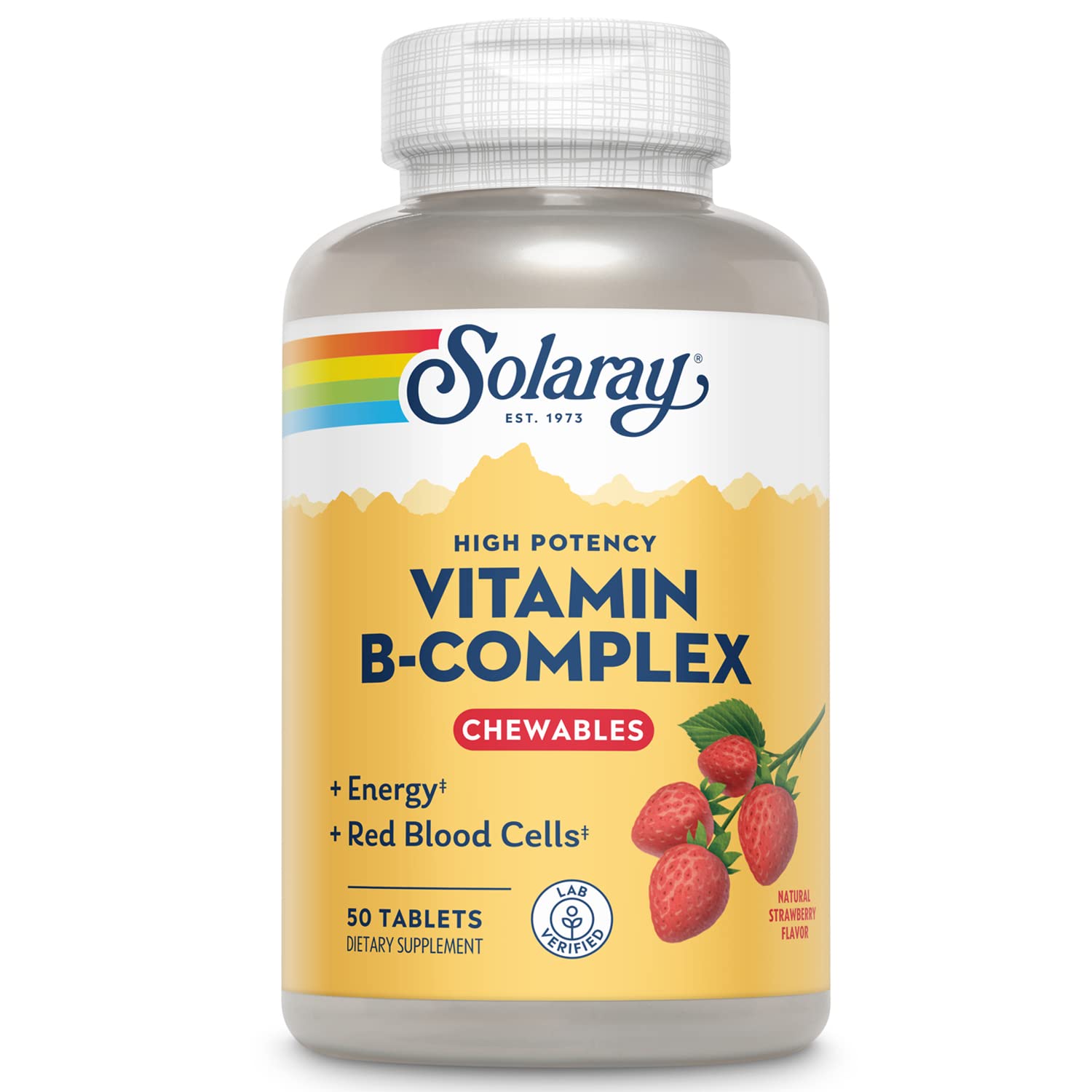 SOLARAY Vitamin B-Complex Chewables Strawberry bottle front label