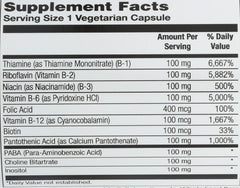 Solaray B-Complex label front lists nutrients for quick reference