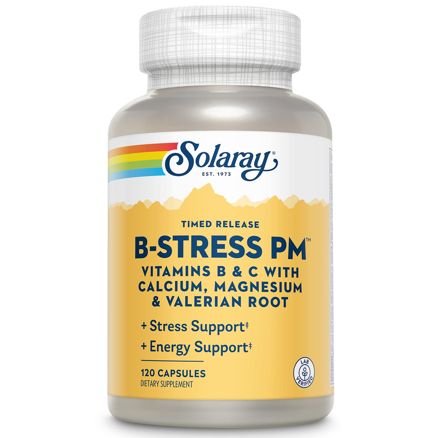 Solaray B-Stress P.M. bottle and label - 120 capsules