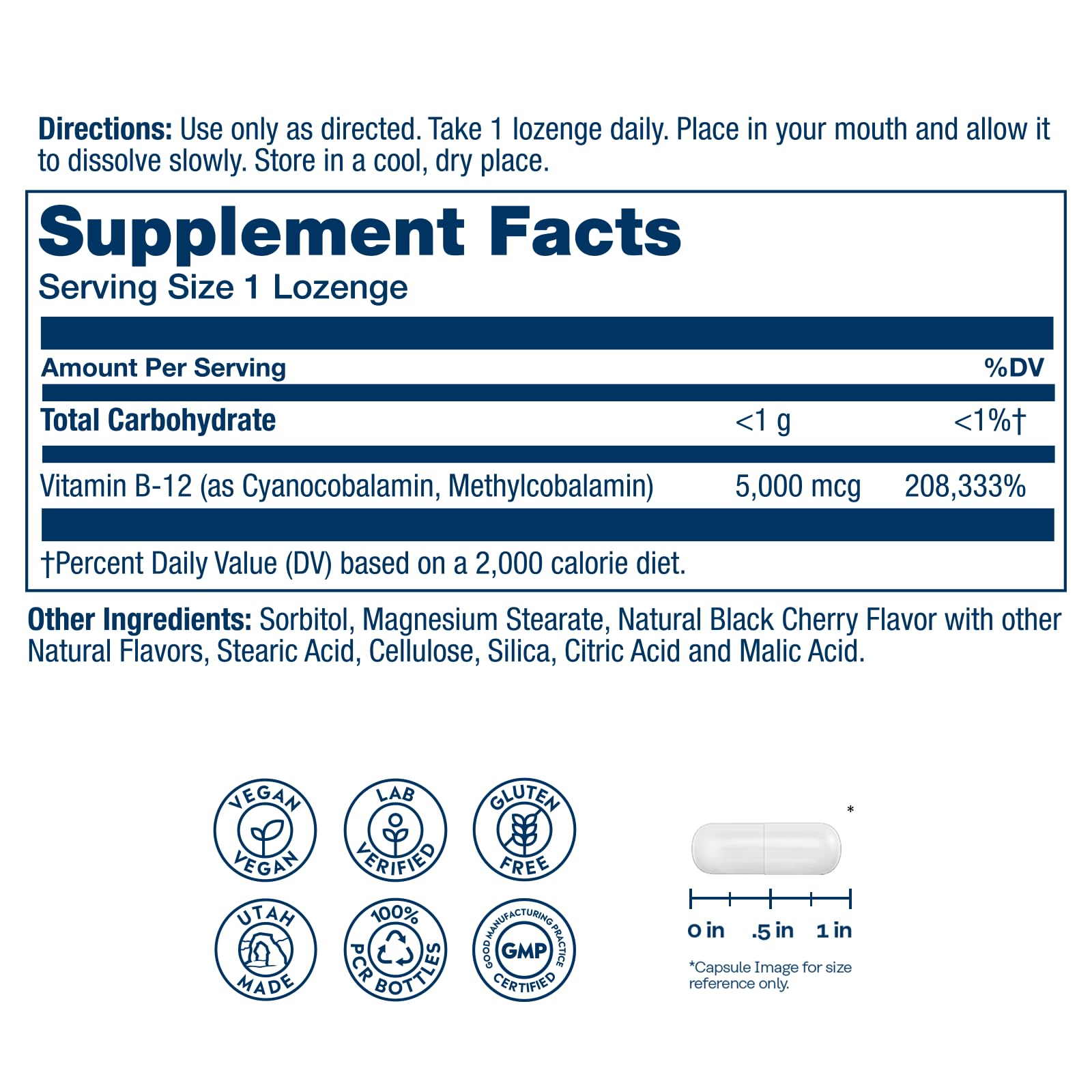 Close-up of SOLARAY B12 lozenges cherry flavor