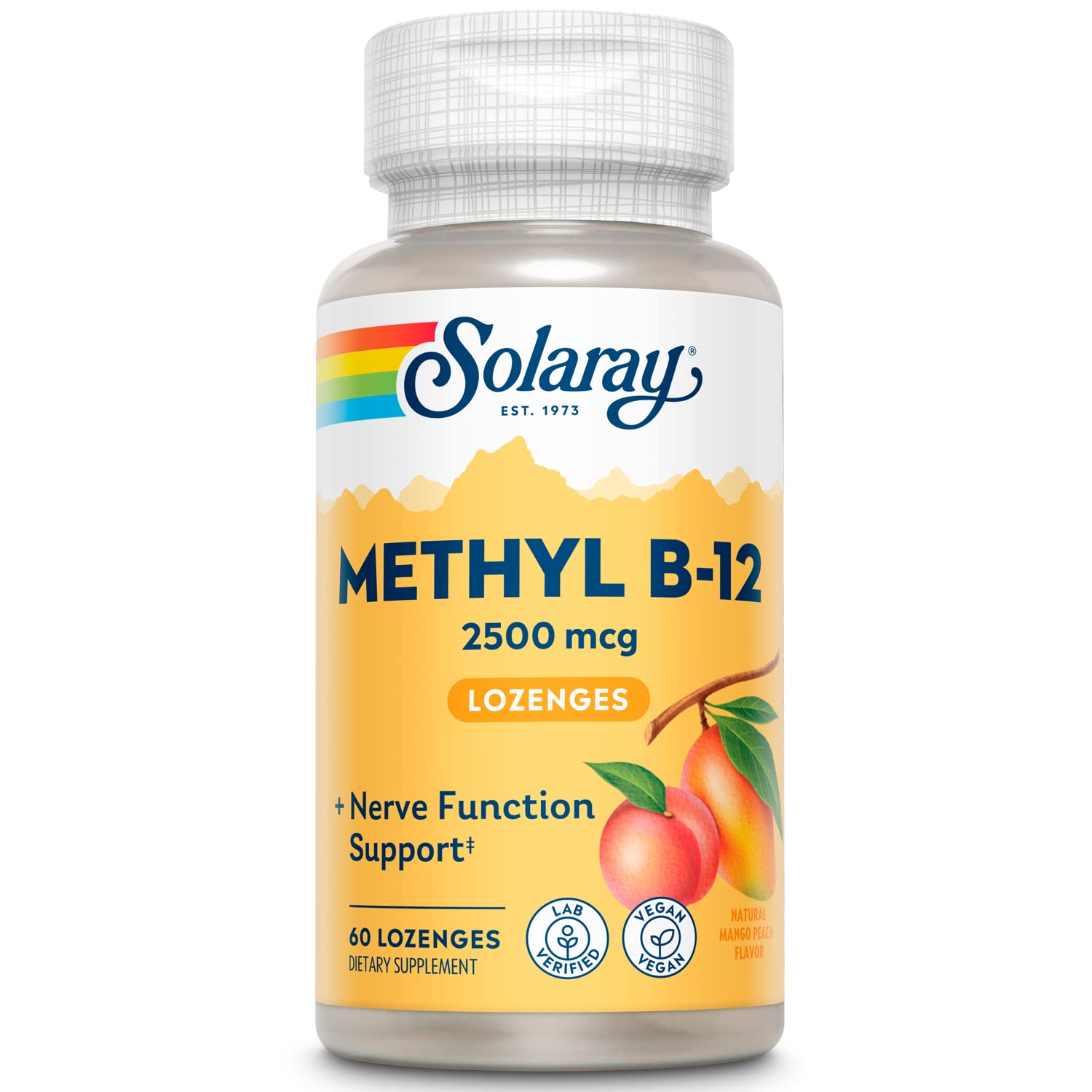SOLARAY B12 Methyl Lozenge 2500 mcg - 60 count bottle packaging