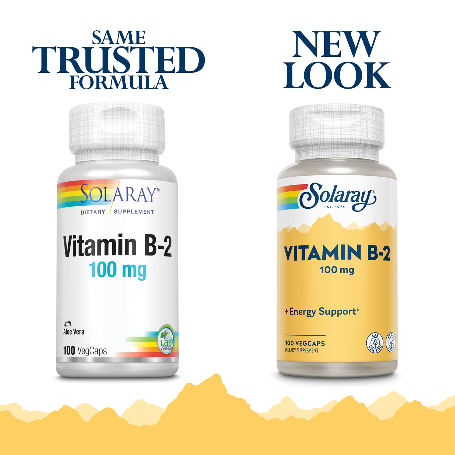 Bottle of SOLARAY B-2 Riboflavin 100 mg with Aloe Vera capsules