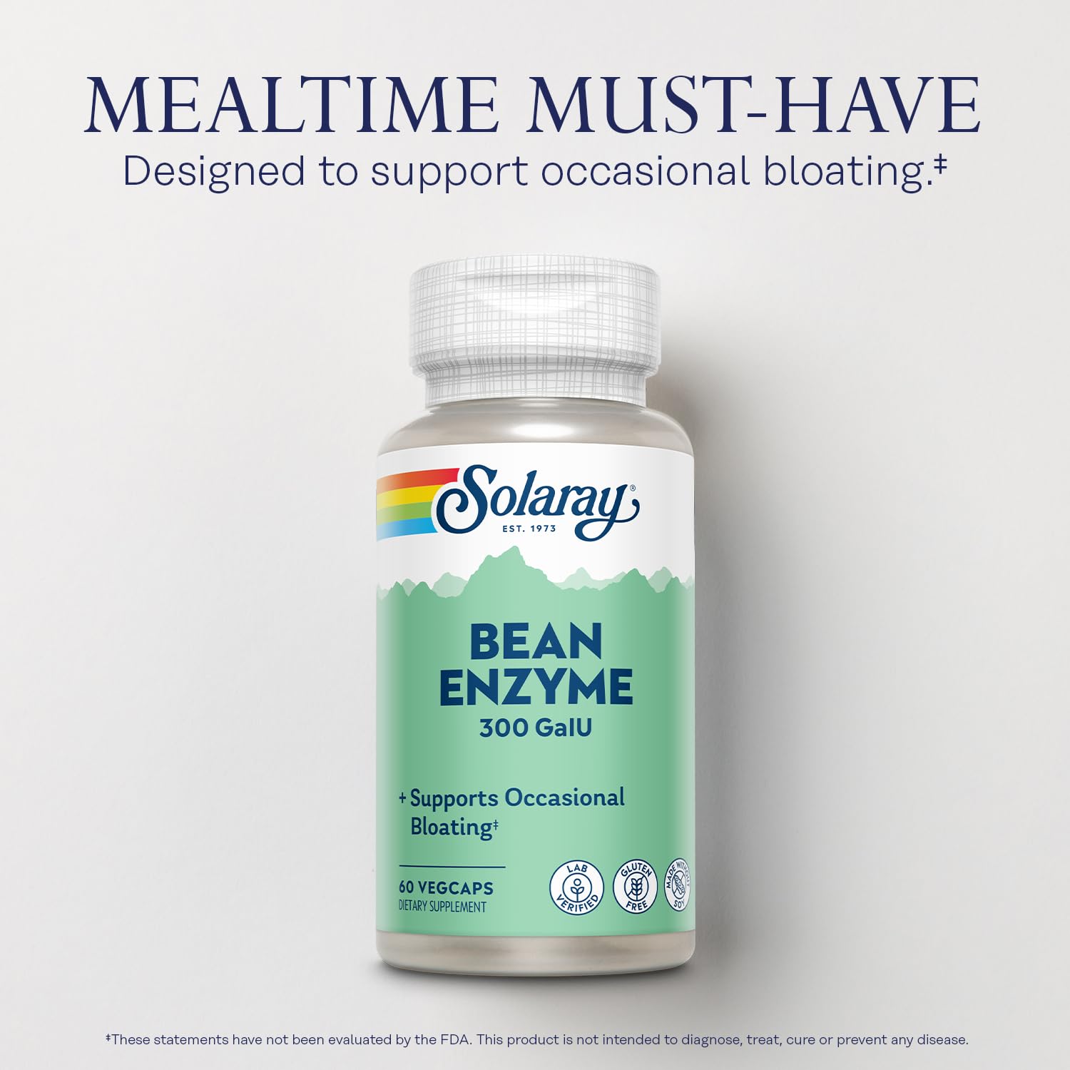 Digestive health supplement image highlighting 300 GalU potency