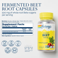 Close-up of Solaray beet root capsules