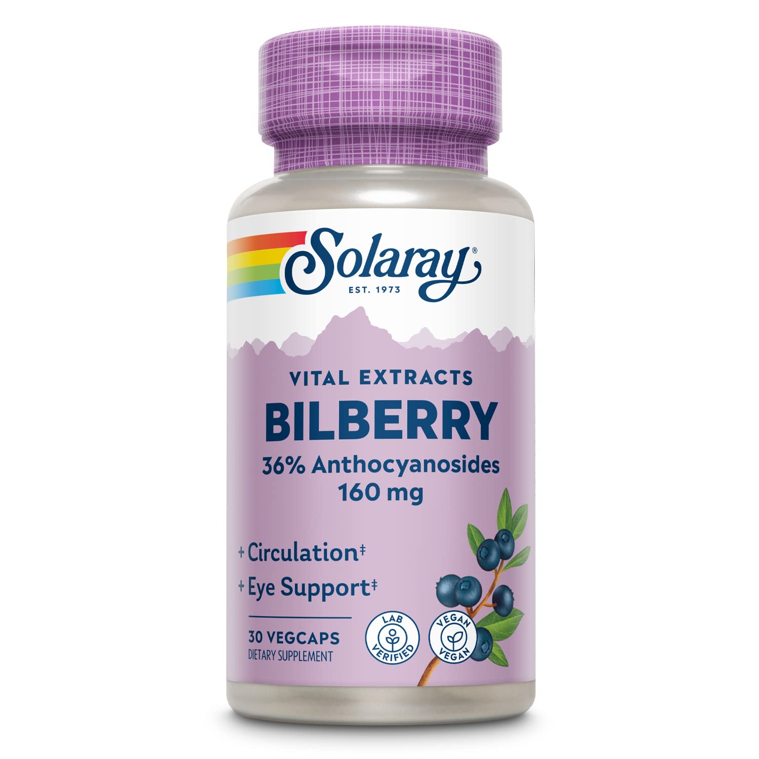 SOLARAY Bilberry Extract 160 mg bottle front view
