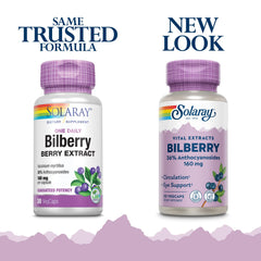 Product label for SOLARAY Bilberry Extract 160 mg