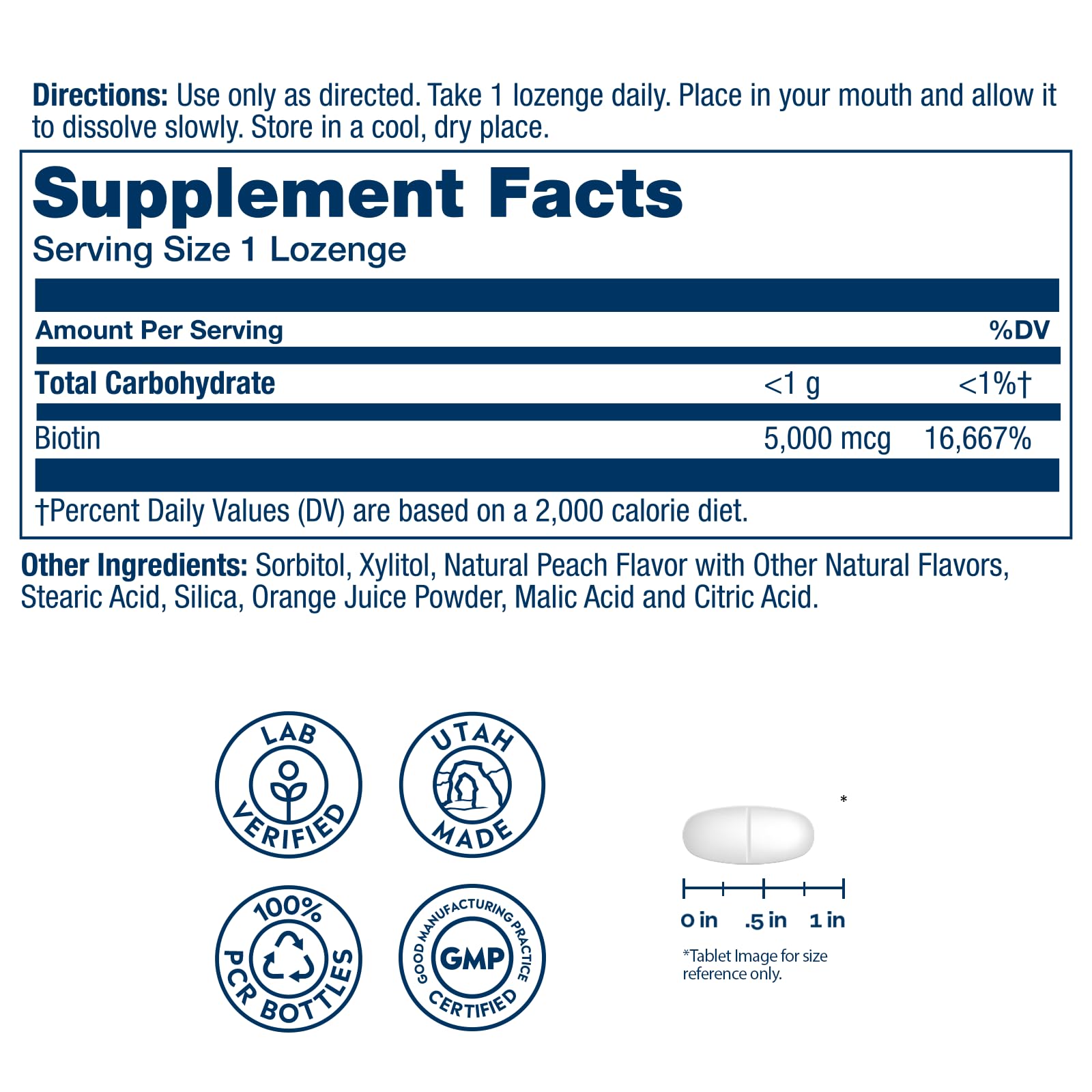 Close-up of SOLARAY Biotin 5000mcg Lozenges