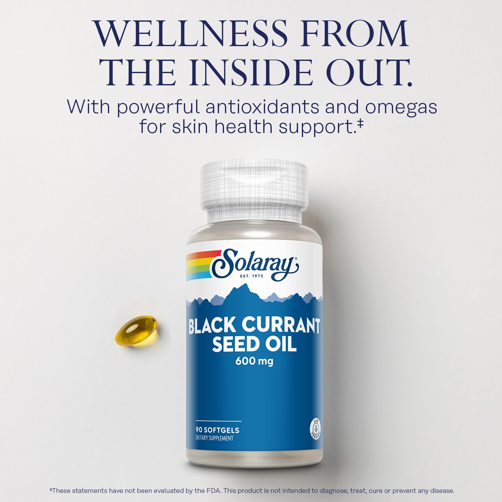 Supplement facts panel for SOLARAY Black Currant Oil