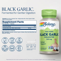 Close-up of Solaray Black Garlic 500 mg capsules