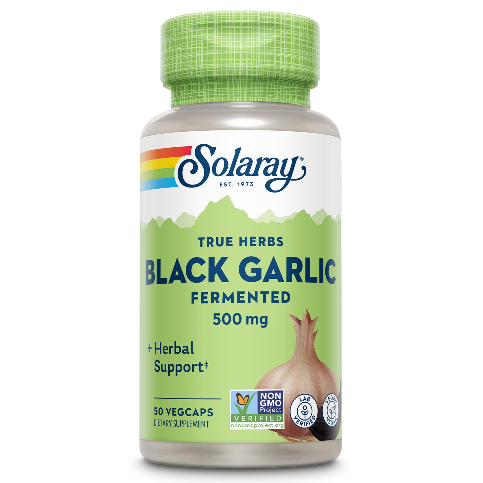 SOLARAY Black Garlic 500 mg capsules front view