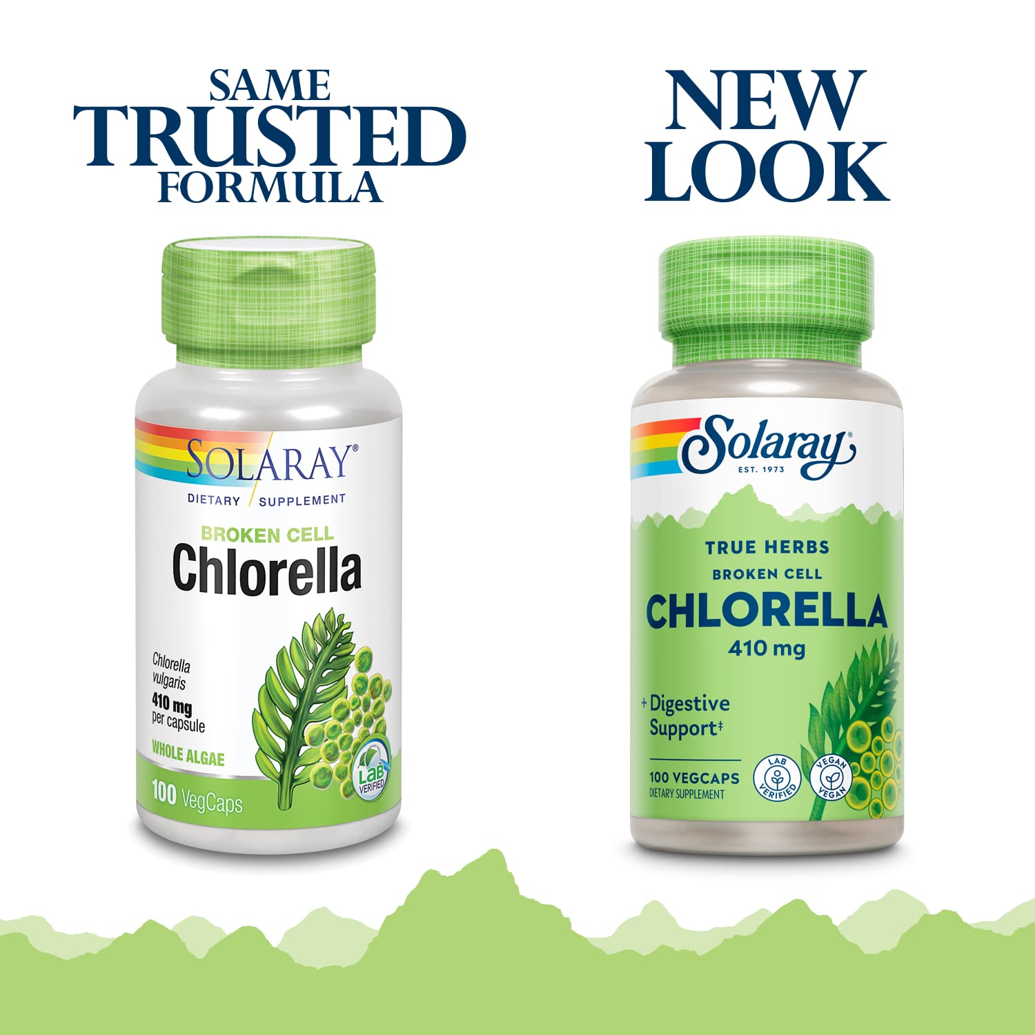Close-up of SOLARAY Broken Cell Chlorella packaging