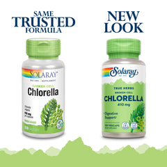 Close-up of SOLARAY Broken Cell Chlorella packaging