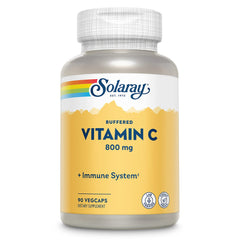 SOLARAY Buffered Vitamin C 800mg with Rose Hips & Acerola - packaging showing 90 VegCaps