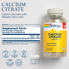 Close up of Solaray Calcium Citrate 1000mg label