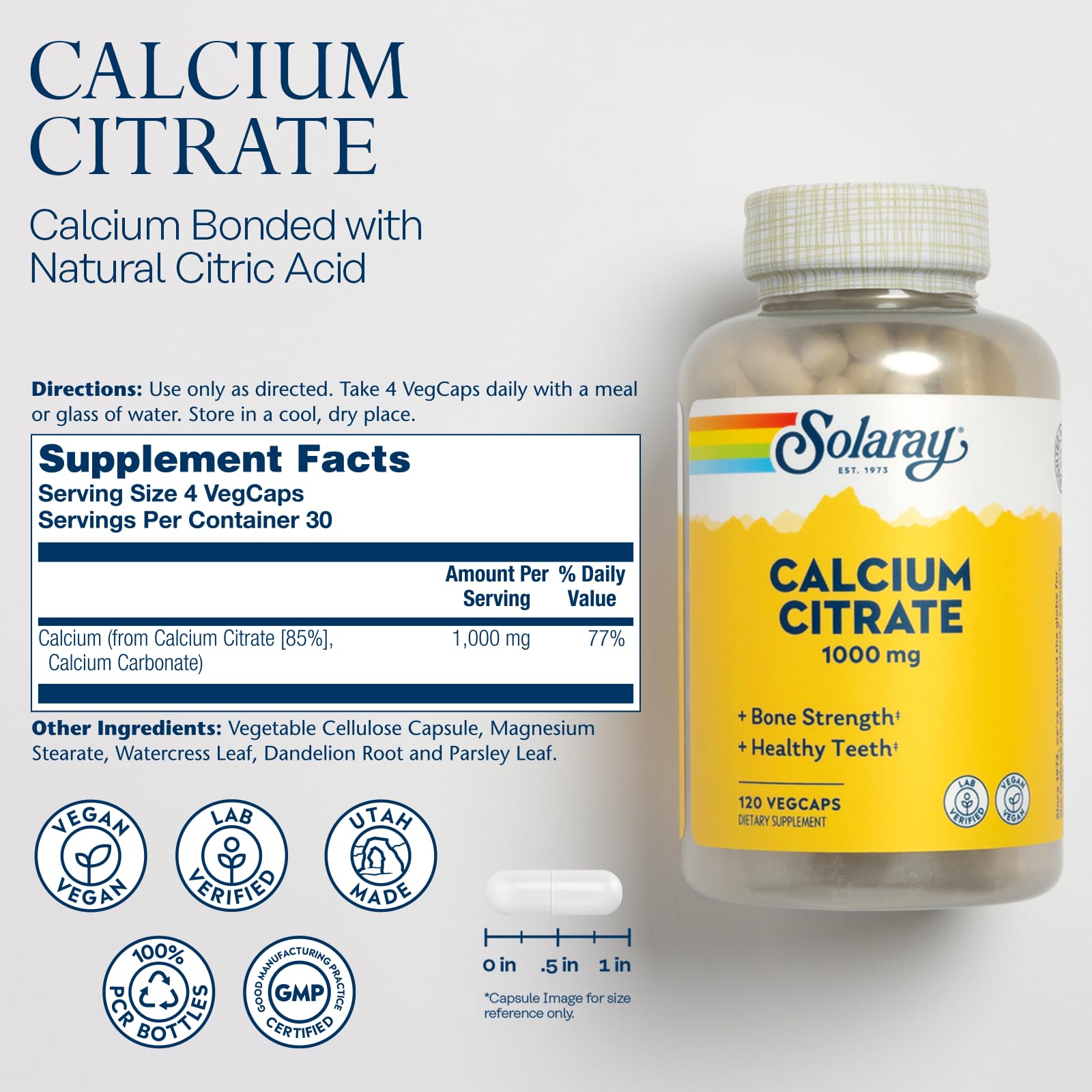 Solaray Calcium Citrate 1000mg packaging box