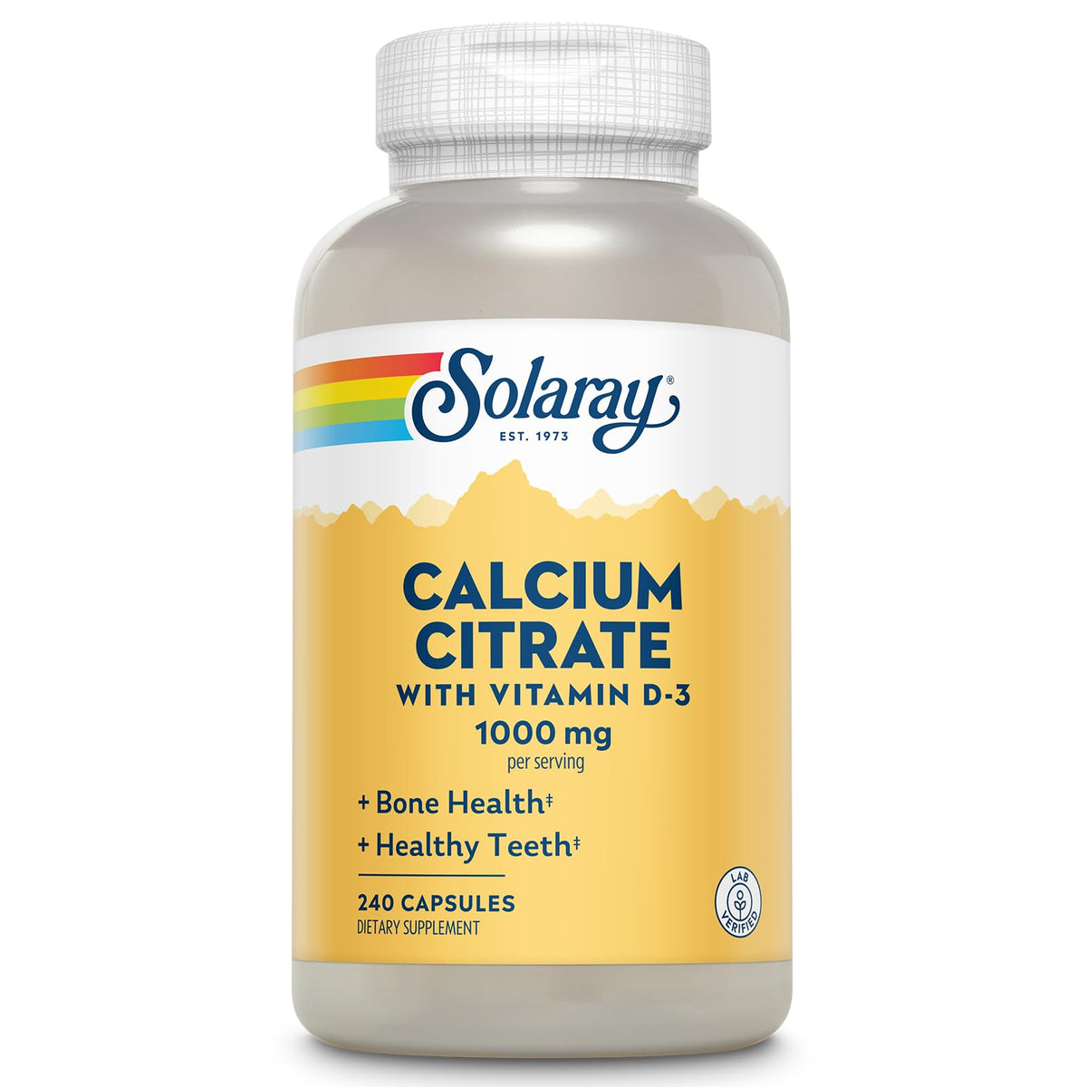 Solaray Calcium Citrate with Vitamin D3 1000mg bottle label