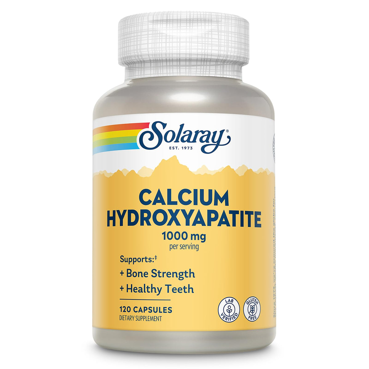 Bottle of Solaray Calcium Hydroxyapatite 1000mg capsules