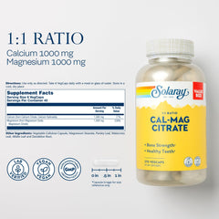 Illustration showing calcium and magnesium citrate in a 1:1 ratio