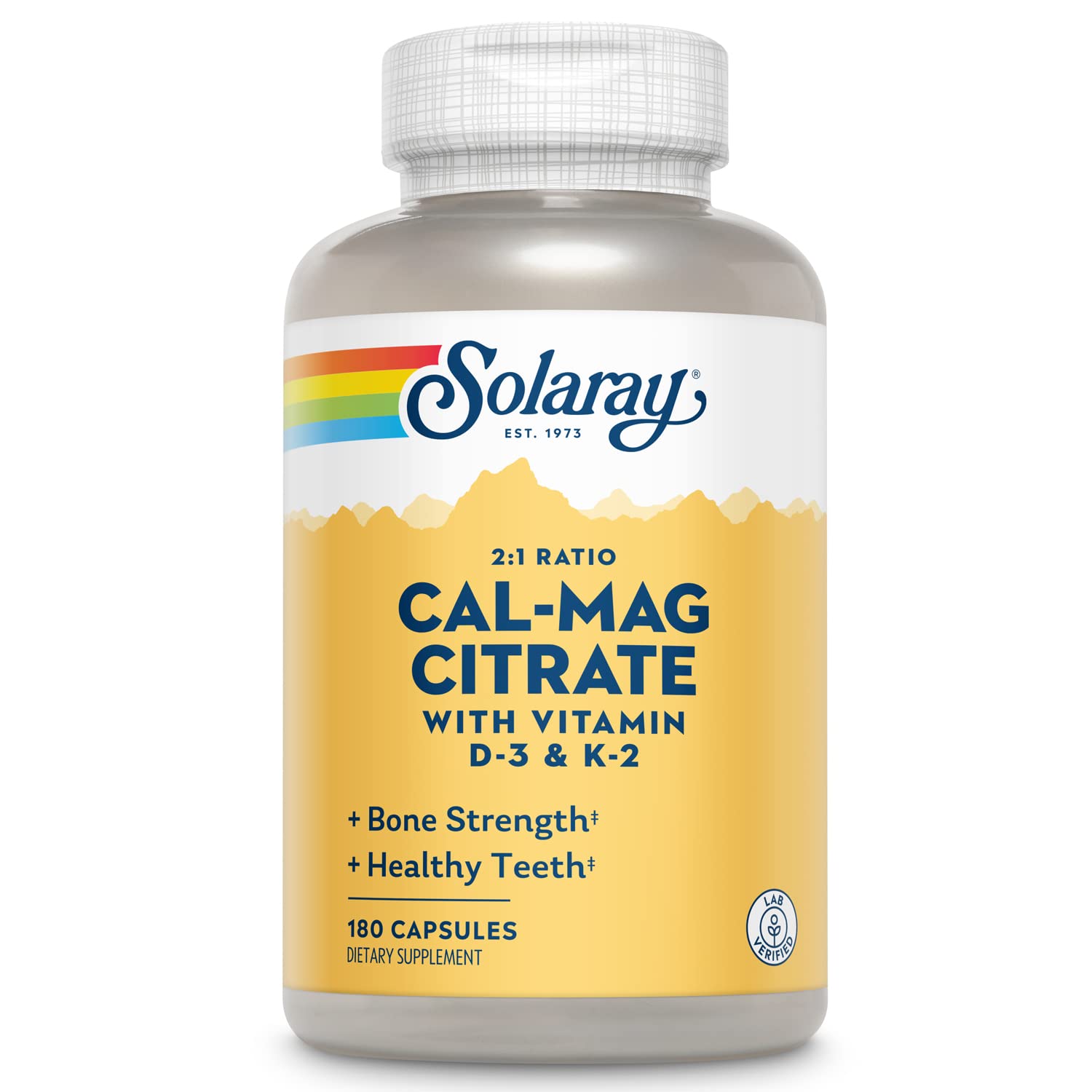 Front label of SOLARAY Calcium Magnesium Citrate w/D3 K2 bottle